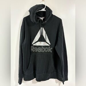 Reebok Men's Black Hoodie with White Logo